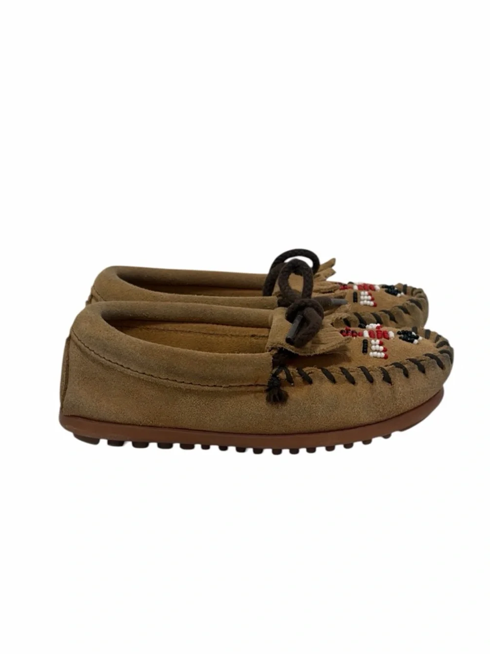 Minnetonka Thunderbird Leather Suede Boat Sole Moccasins - Toddler 9
